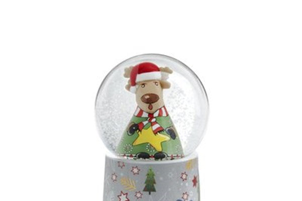 PALLA DI NEVE NATALE C/LUCE RENNA 6,5X8,5