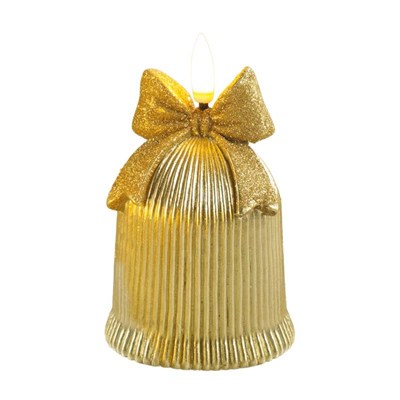 CANDELA LED CAMPANA IN CERA H.10 COL.ORO