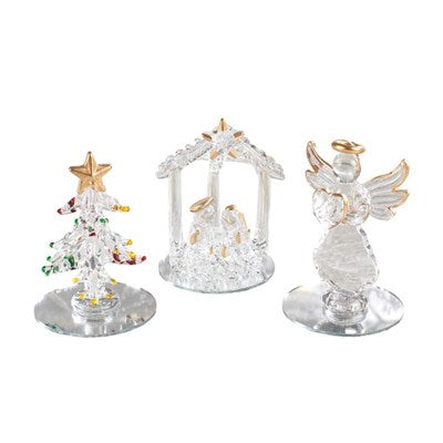 DECORAZIONE IN VETRO H.5 - 3 MODELLI ASSORTITI IN DISPLAY DA 12