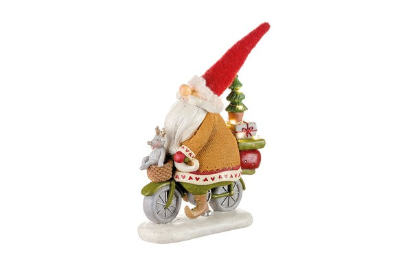 BABBO NATALE ARANCIONE IN BICI CON LED