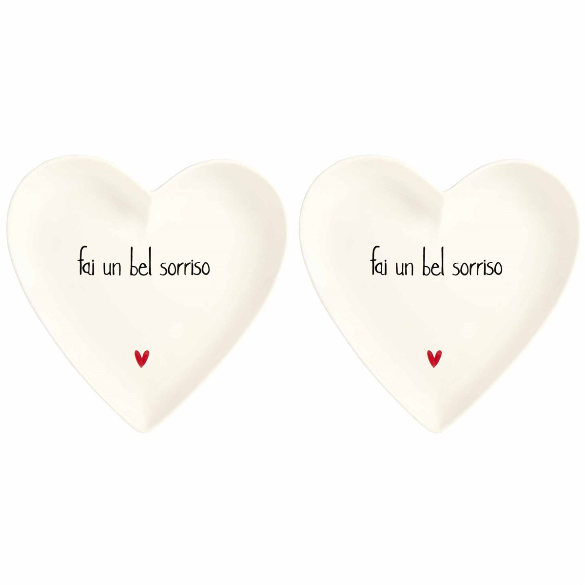 SET 2 PIATTI CUORE 18CM FAI UN BEL SORRISO