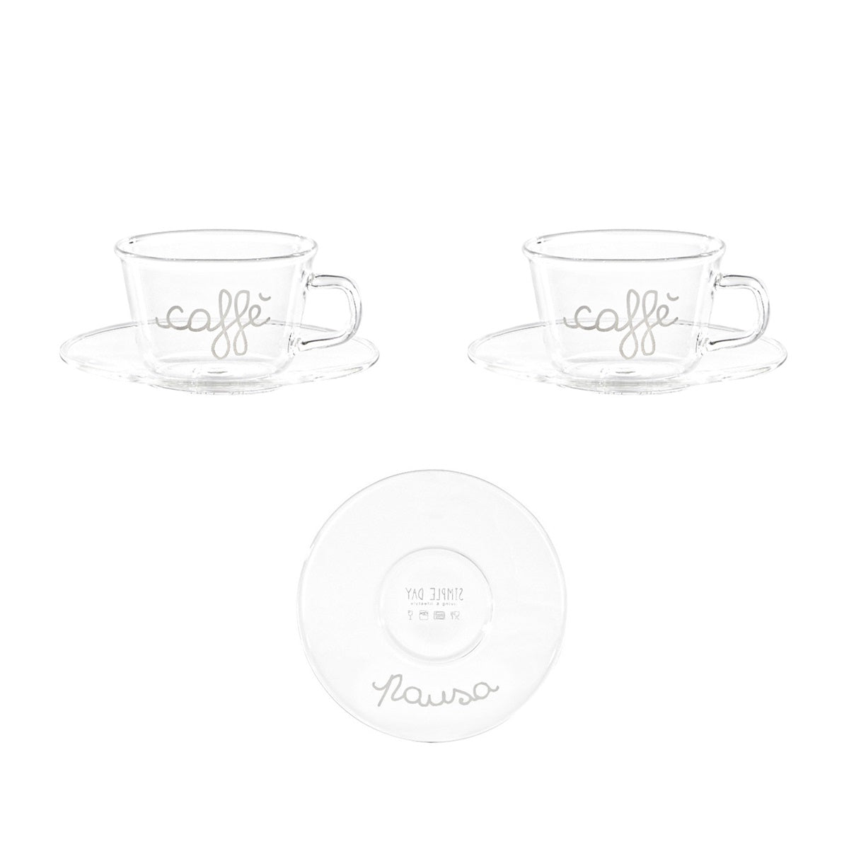 SET 2 TAZZE C/P IN VETRO 100ML PAUSA CAFFE
