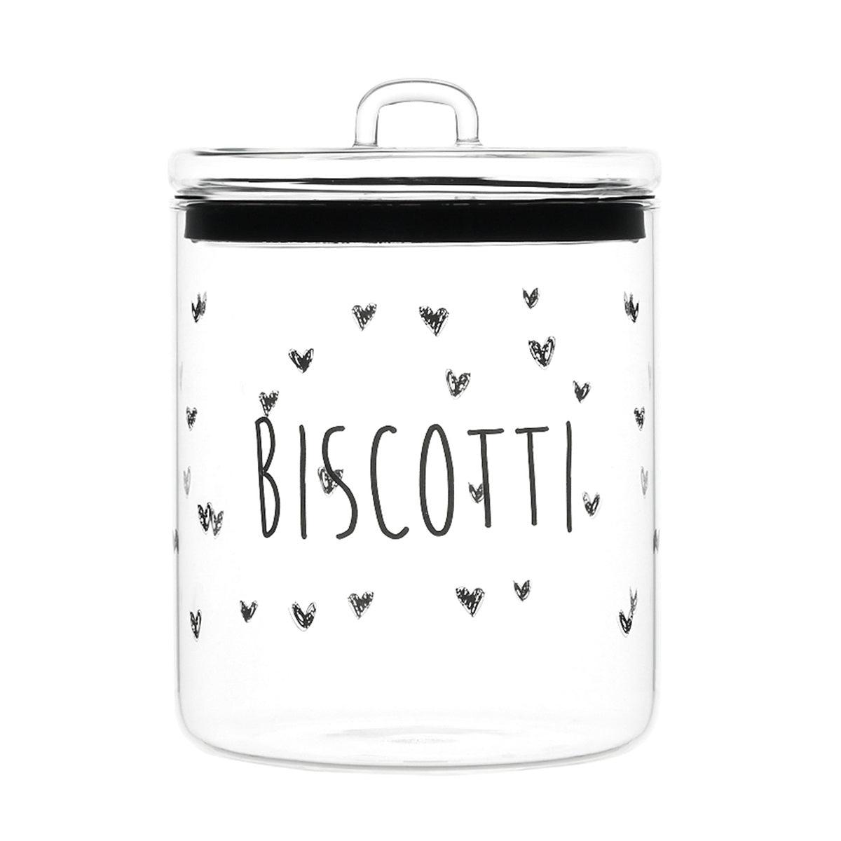 BARATTOLO IN VETRO Ø15CM BISCOTTI CUORI