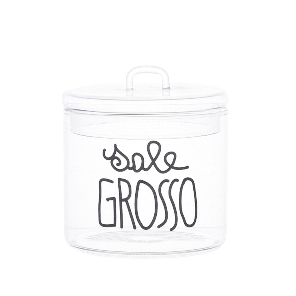BARATTOLO IN VETRO Ø12CM SALE GROSSO NERO