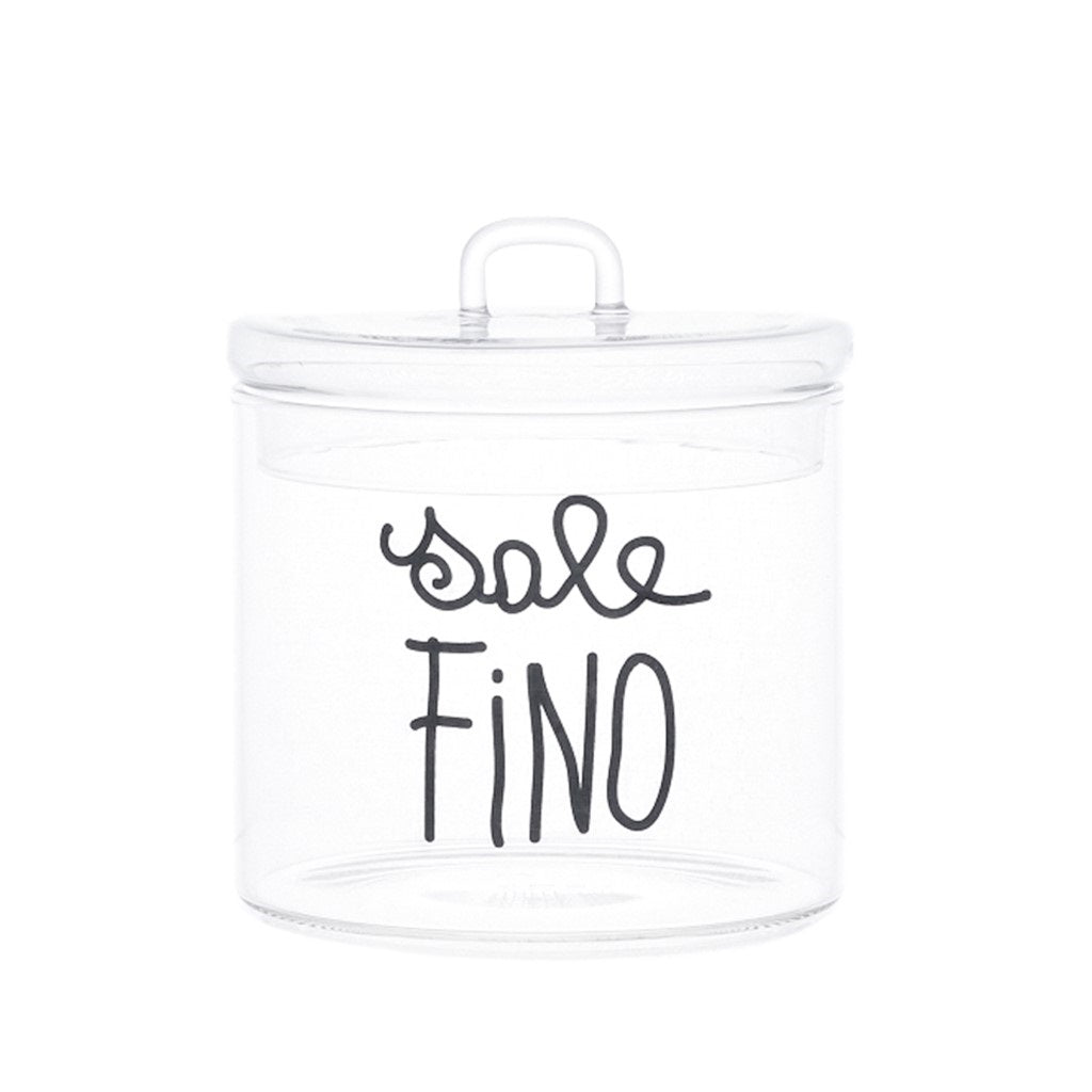 BARATTOLO IN VETRO Ø12CM SALE FINO NERO
