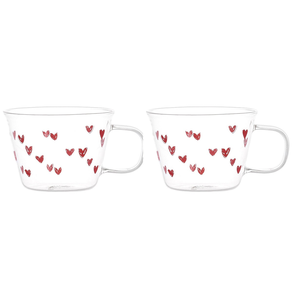 SET 2 TZ COLAZIONE TAPPEZZERIA CUORI ROSSO