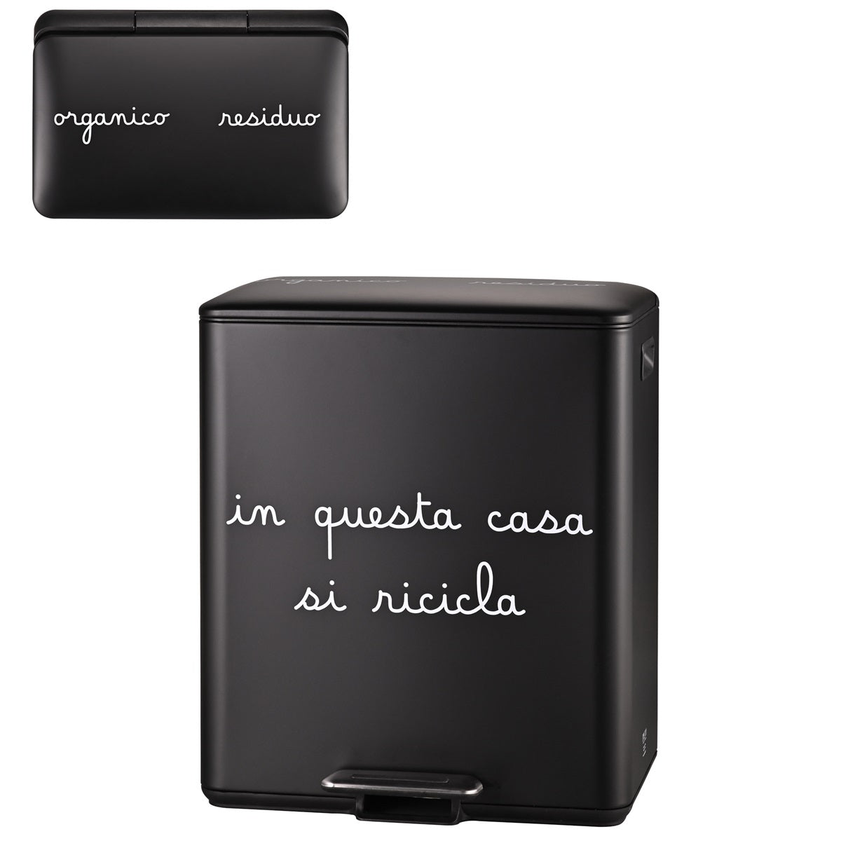PATTUMIERA 15+25L IN QUESTA CASA SI RICICLA NERA 46x36xh54
