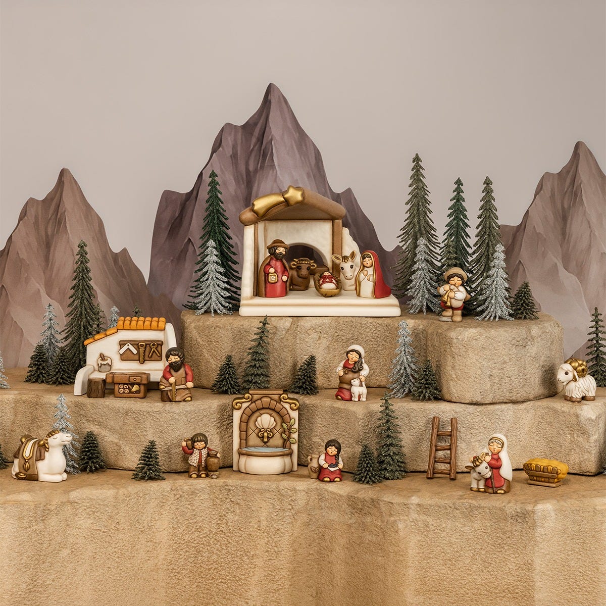 Nonna con asino in ceramica Presepe Classico – Thun