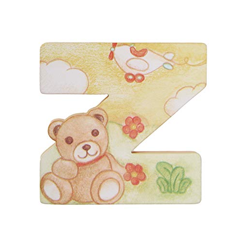 THUN - Lettera Z da Parete con Orsetto Teddy - Accessori Cameretta Bambini - Decorazione Casa - Legno - 8 h cm