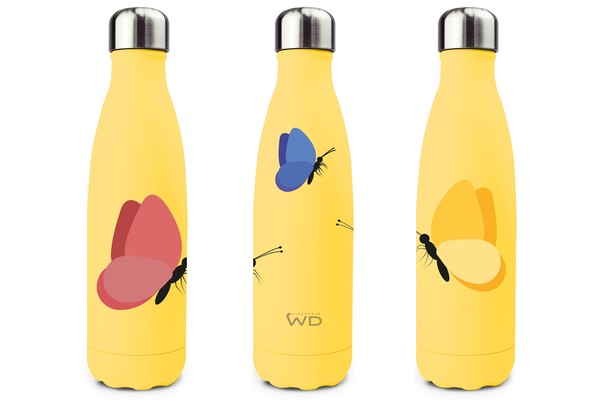 Bottiglia termica in acciaio inox 500 ml. Decoro FARFALLE.