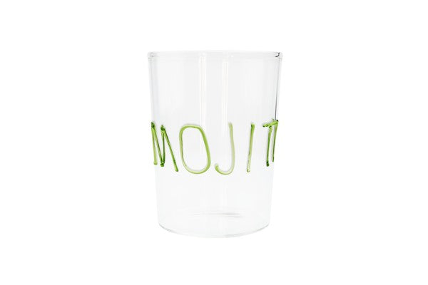 Bicchiere da cocktail in vetro borosilicato 450 ml. Decoro MOJITO.