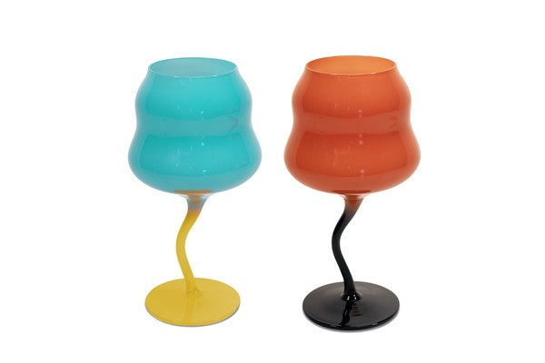 Set 2 calici cocktail. Colore 450 ml. Colori AZZURRO E GIALLO, ARANCIO E BLU.