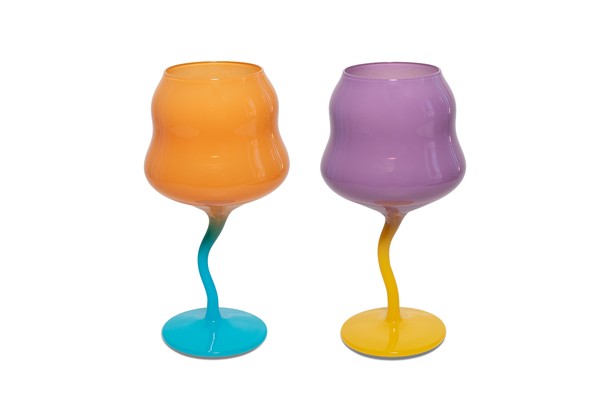 Set 2 calici cocktail. Colore 450 ml. Colori ARANCIONE E AZZURRO, VIOLA E GIALLO.