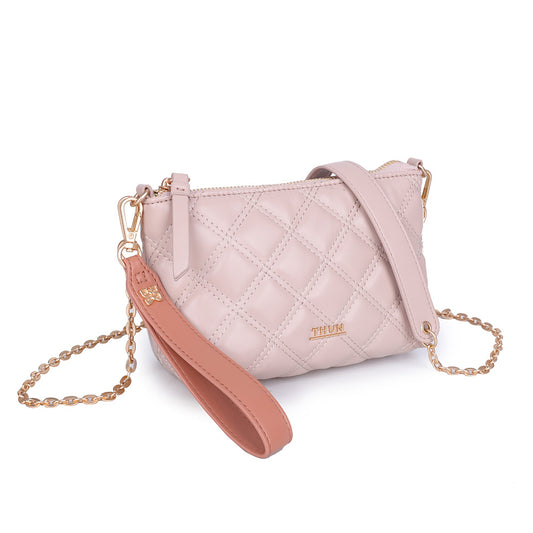 Pochette trapuntata con tracolla, nocciola
