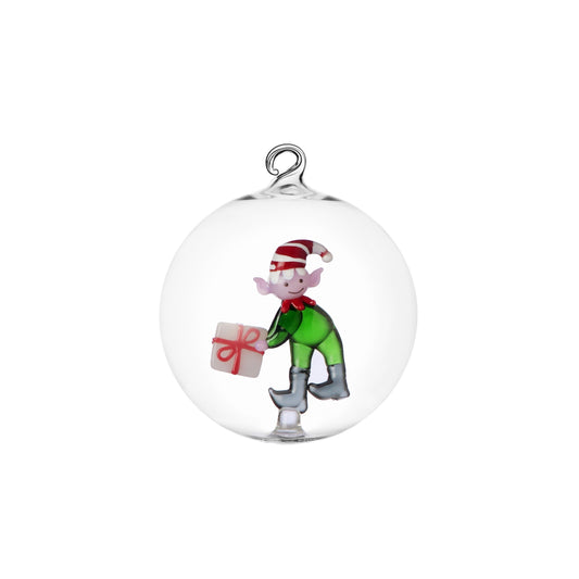 CHRISTMAS TALES palla Natale elfo verde con regalo