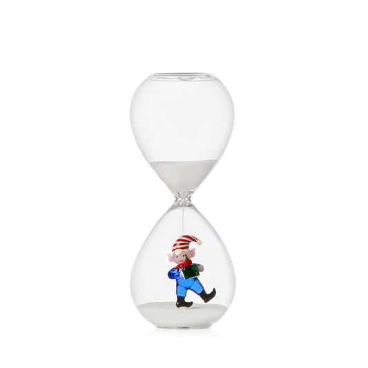 CHRISTMAS TALES clessidra elfo blu con regalo