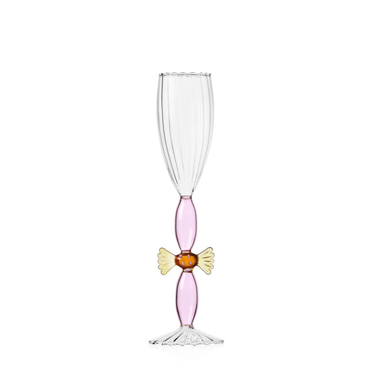 SWEET AND CANDY flute caramella ambra stelo rosa