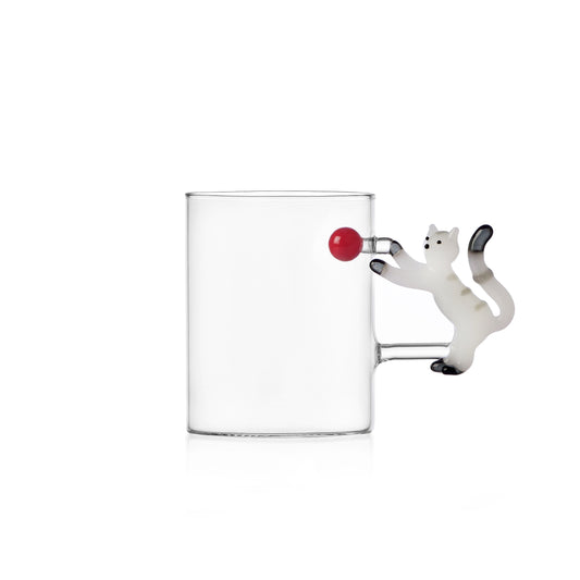 TABBY CAT CHRISTMAS EDITION mug gatto bianco con palla rossa