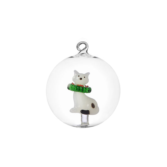 TABBY CAT CHRISTMAS EDITION palla Natale gatto bianco con ghirlanda
