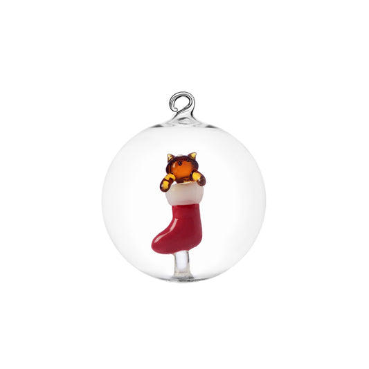 TABBY CAT CHRISTMAS EDITION tumbler gatto ambra nella calza rossa