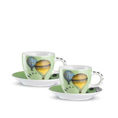 SET 2 TAZZE CAFFE' C/PIATTINO GIRAMONDO VERDE ML80