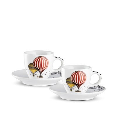 SET 2 TAZZE CAFFE' C/PIATTINO GIRAMONDO BIANCO ML80