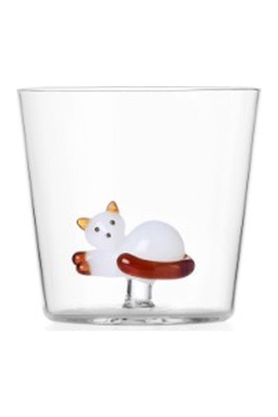 TABBY CAT - tumbler gatto sdraiato bco coda ambra - Alessandra Baldereschi