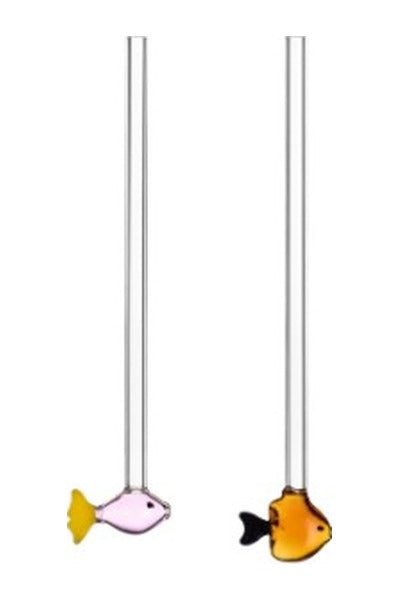 MARINE GARDEN  - set 2 pcs cannucce pesci arancio e rosa + spazzola - Alessandra Baldereschi