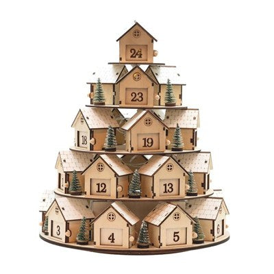 CALENDARIO AVVENTO LED IN LEGNO DIAM.26X30H