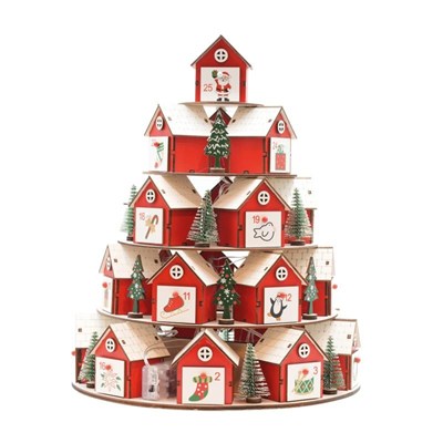 CALENDARIO AVVENTO LED IN LEGNO DIAM.30X37H