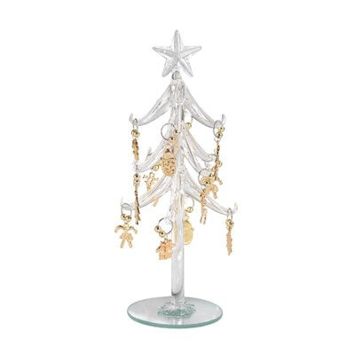 ABETE IN VETRO CON DECORAZIONI APPESE H.20