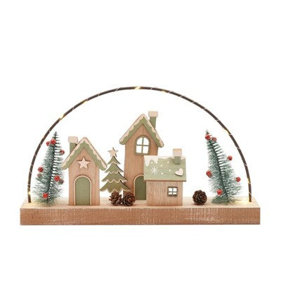 DECORAZIONE VILLAGGIO LED IN LEGNO CM.33
