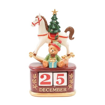 CALENDARIO CON CAVALLO IN RESINA H.23,5