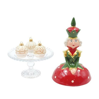 ALZATA IN VETRO CON CLOCHE IN CERAMICA H.35