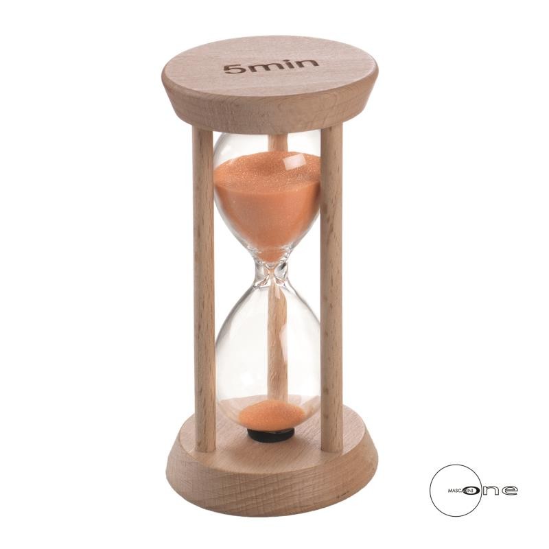CLESSIDRA H.9 - 5 MIN. - COL.ARANCIONE IN VETRO E LEGNO