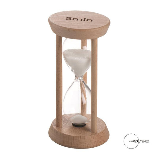 CLESSIDRA H.9 - 5 MIN. - COL.BIANCO IN VETRO E LEGNO