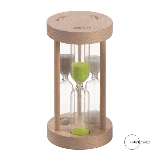 CLESSIDRA TRIPLA H.9,5 - 1-2-3 MIN. IN VETRO E LEGNO