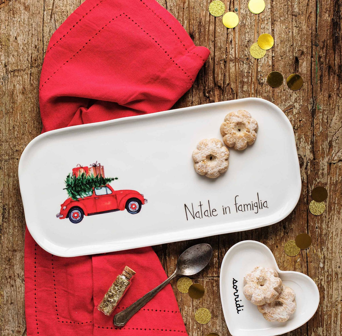 PIATTO 31.8x15CM NATALE IN FAMIGLIA