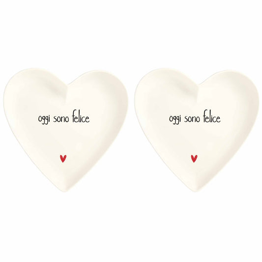 SET 2 PIATTI CUORE 18CM OGGI SONO FELICE