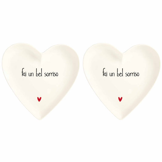 SET 2 PIATTI CUORE 18CM FAI UN BEL SORRISO