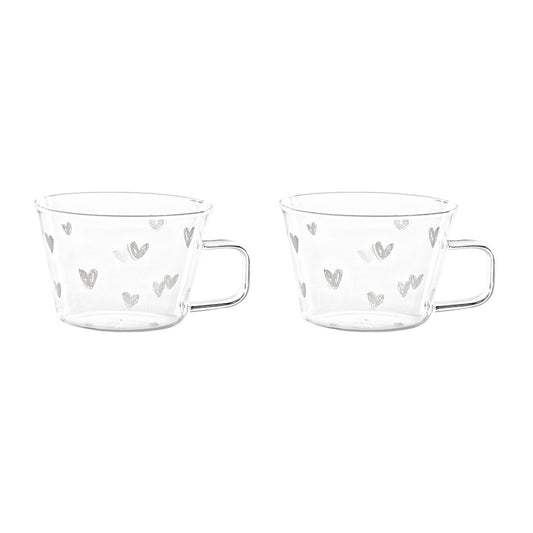 SET 2 TAZZE IN VETRO 280ML CUORI