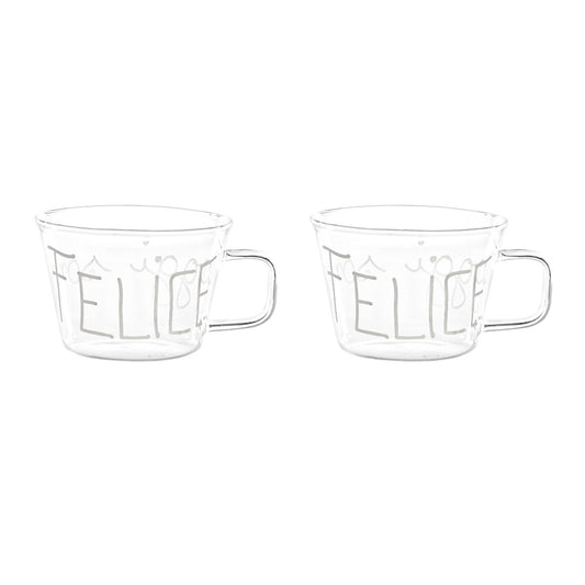 SET 2 TAZZE IN VETRO 280ML OGGI SONO FEL