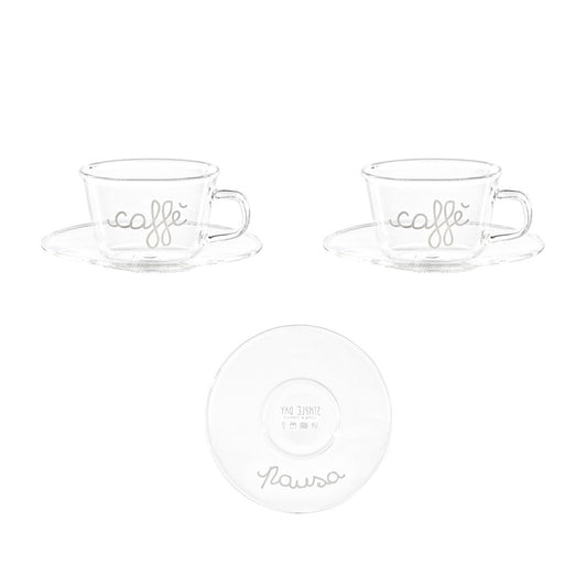 SET 2 TAZZE C/P IN VETRO 100ML PAUSA CAFFE