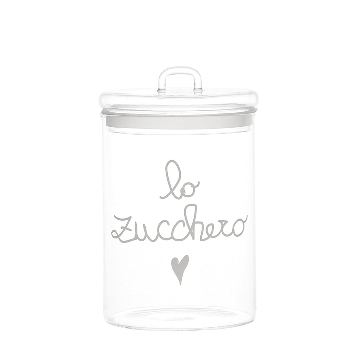 BARATTOLO IN VETRO Ø12CM LO ZUCCHERO BCO