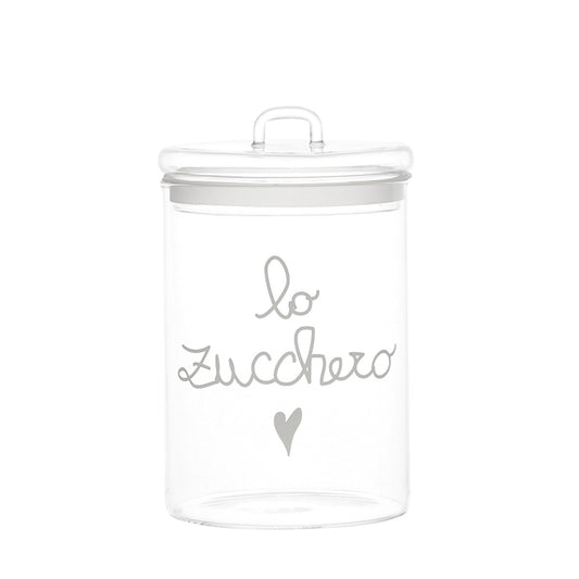 BARATTOLO IN VETRO Ø12CM LO ZUCCHERO BCO