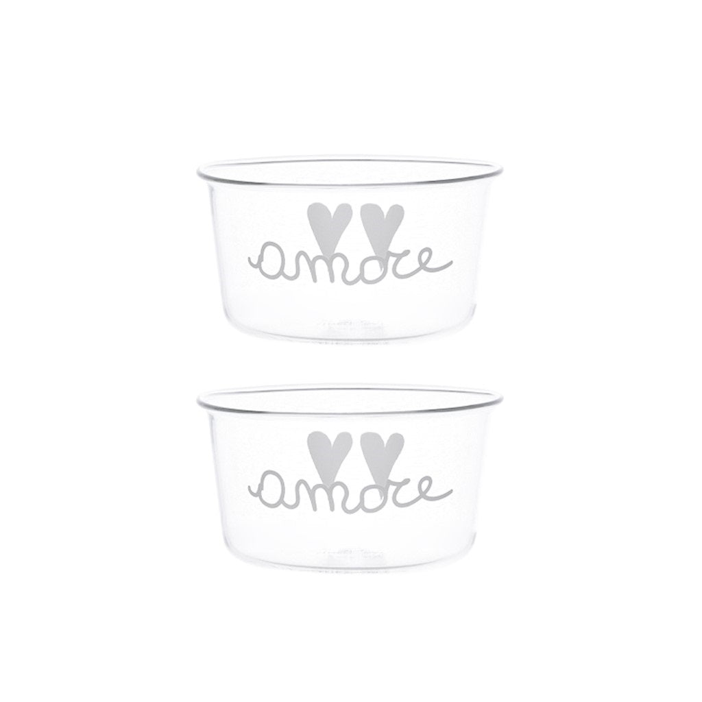SET 2 COPPETTE IN VETRO AMORE