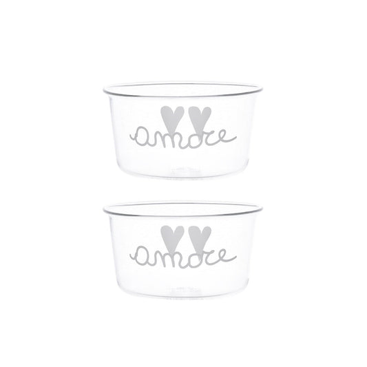 SET 2 COPPETTE IN VETRO AMORE