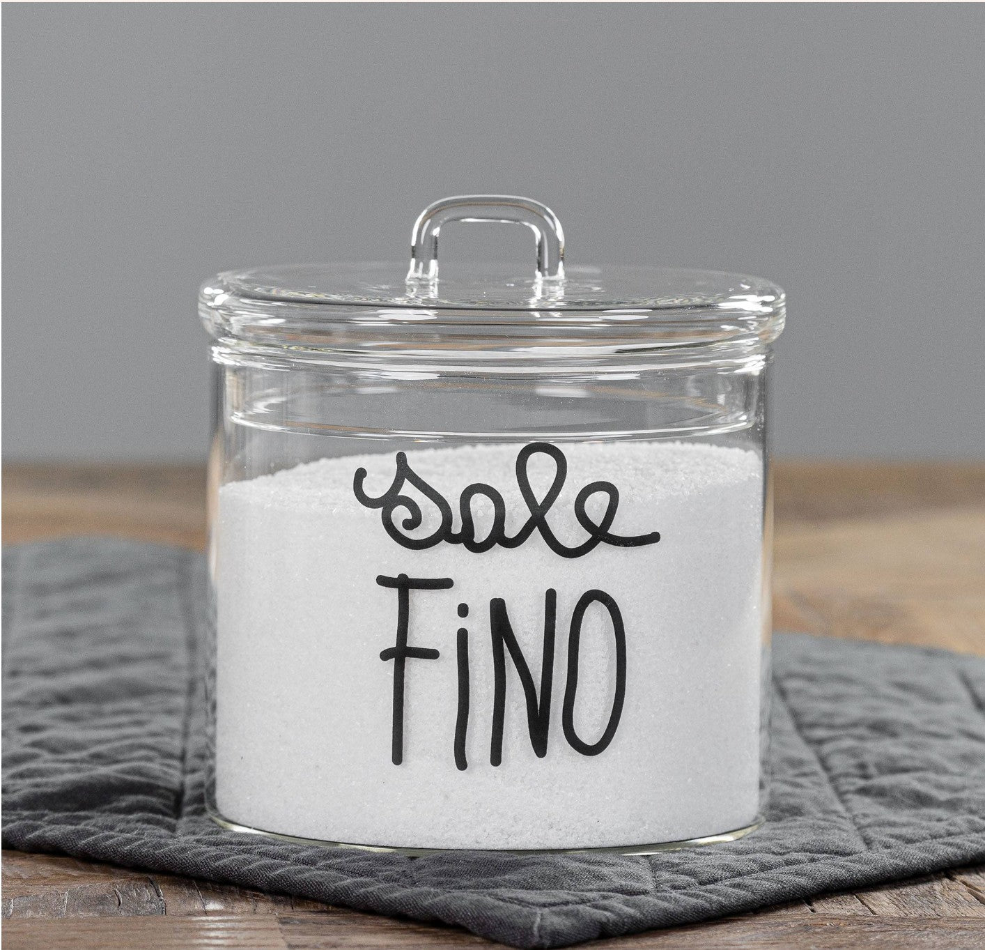 BARATTOLO IN VETRO Ø12CM SALE FINO NERO