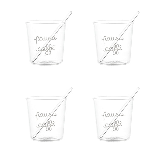 SET 4 BICCH. ESPRESSO PAUSA CAFFE' BIANCO