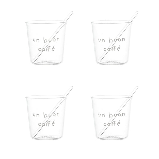 SET 4 BICCH. ESPRESSO BUON CAFFE' BIANCO